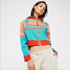 Free People Stripes for Days Retro Crop Zip Up